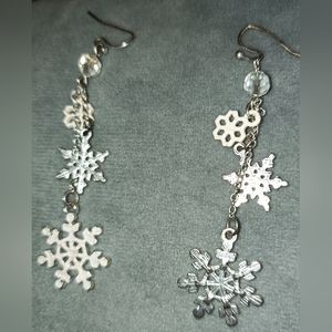 Christmas earrings, silver-tone